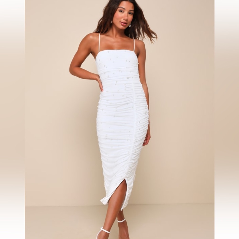 White Pearl Bodycon Dress